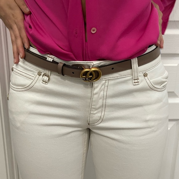 Gucci crop pants cream with tan stitch - Picture 5 of 10